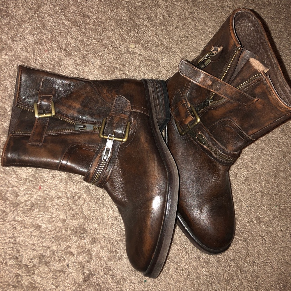 Treasure & Bond Brown Leather Biker Booties